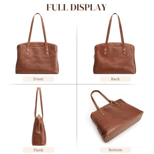 S-ZONE Leather Tote Bag for Women Large Capacity Work Shoulder Handbags Purses