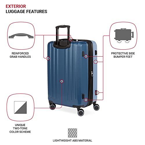 SwissGear Duet Expandable Luggage, Hard Shell Medium Luggage with Spinner Wheels