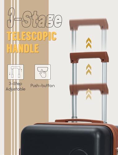 CONCEPTEN Luggage Sets 5 Piece, Suitcases with Wheels, Hardshell Suitcase Set, ABS Carry on Luggage Set with TSA Lock, Travel Luggage
