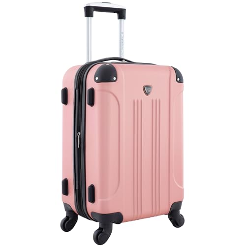 Travelers Club Chicago Hardside Expandable Spinner Luggage, Rose Gold, 22" Carry-On