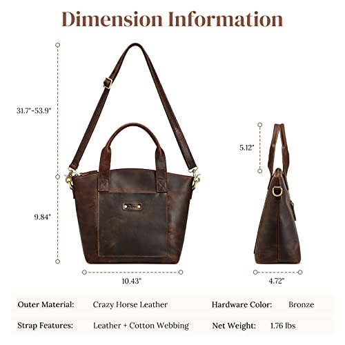 S-ZONE Genuine Leather Satchel Bags for Women Crossbody Tote Top-Handle Handbags Shoulder Purse Medium