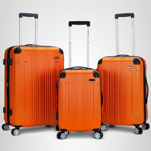 Rockland London Hardside 3 Piece Expandable Spinner Wheel Luggage Set, (20"/24"/28"), Orange