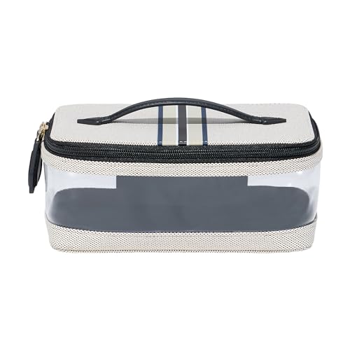 Paravel Cabana See-All Vanity Case | Made with Recycled Canvas Material & Vegan Leather | Premium See Through Travel Toiletry Bag | Regular, Domino Black
