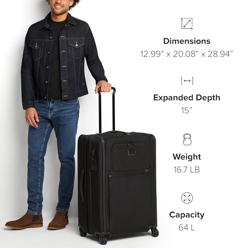 TUMI - Alpha Medium Trip Expandable 4-Wheeled Packing Case - Professional Travel Luggage - TSA Lock Tracer - TUMI Suitcase - Black