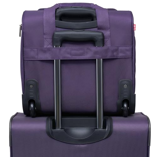 TPRC 15” Underseat Carry-On Luggage Airline Approved Personal Item with USB Charging Port, Purple