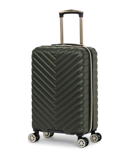Kenneth Cole REACTION Madison Square Lightweight Hardside Chevron Expandable Spinner Luggage, Olive, 20-Inch Checked