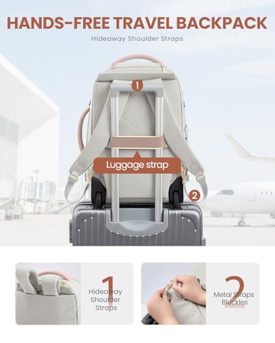 LOVEVOOK 50L Rolling Backpack with Wheels, 18 Inch Carry On Luggage for Women, Water Resistant Wheeled Travel Backpack, Flight Approved Underseat Trolley Bag for Business, Overnight Trips, College