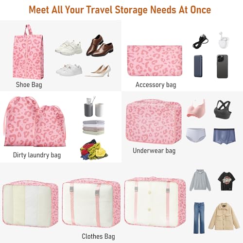 YEEYAA Packing Cubes for Travel - 8 Set Luggage Organizer Bags for Family, Mesh Breathable Packing Cubes for Suitcases Durable Travel Essentials Bags Set