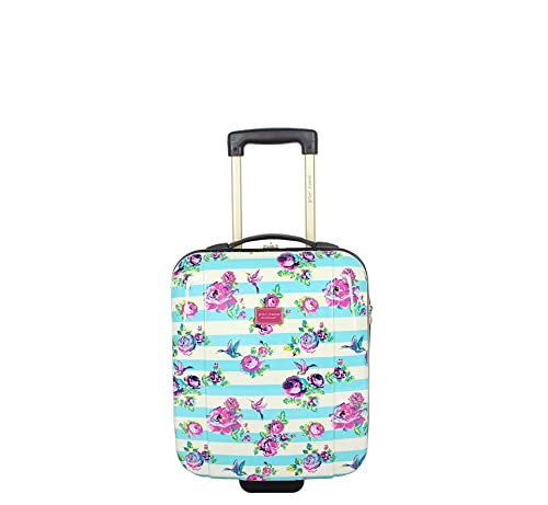 Betsey Johnson Designer Underseat Luggage Collection - 15 Inch Hardside Carry On Suitcase for Women- Lightweight Under Seat Bag with 2-Rolling Wheels (Stripe Floral Hummingbird)