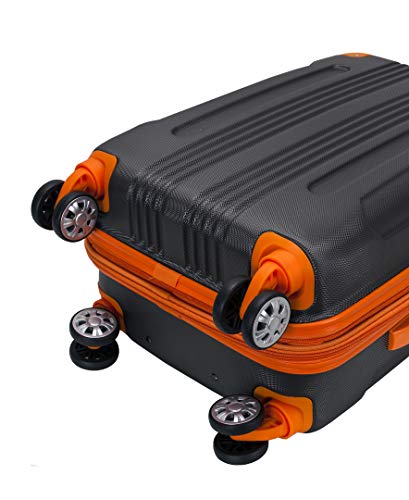 Rockland London Hardside Spinner Wheel Luggage, Charcoal, Checked-Large 28-Inch
