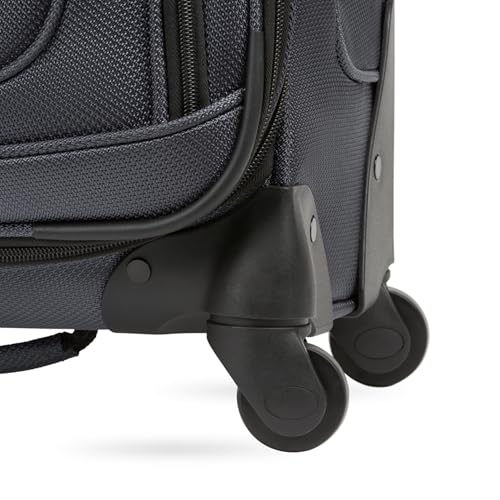 SWISSGEAR Sion Softside Expandable Spinner Luggage Durable Lightweight Travel Suitcase, Dark Grey, Carry-On