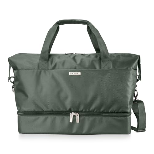 Ricardo Beverly Hills Avalon Drop-Bottom Weekender Duffel Stylish Tote Bag for Women, Carry On Luggage & Travel Essentials (Juniper Green, 38L)