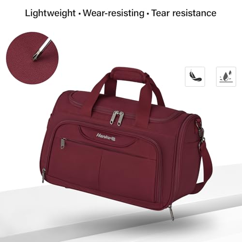 Hanke Underseat Carry On luggage Bags for Travel, Foldable Travel Bags for Women, Soft Lightweight Personal Item Travel Bag Small Carry On Bags for Airplanes, Travel Tote Bags for Women Men.（Burgundy）