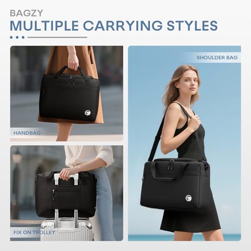 BAGZY 40x30x15cm Personal Item Travel Bag 16x12x6 inch Lightweight Gym Bag Foldable Duffle Bag Mens Water-resistant Weekender Bags for Women for Overnight Hospital Carry on Bags for Airplanes Black