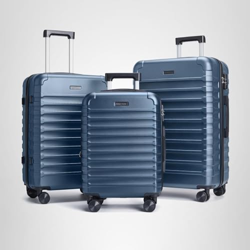 LIGHT FLIGHT Luggage Sets, 3 Piece Durable Suitcase Set with Spinner Wheels, 3 Pcs Hard Shell Lightweight Luggage with TSA Lock, Large Checked Travel Suitcases, 20/24/28 Inch, Royal Blue