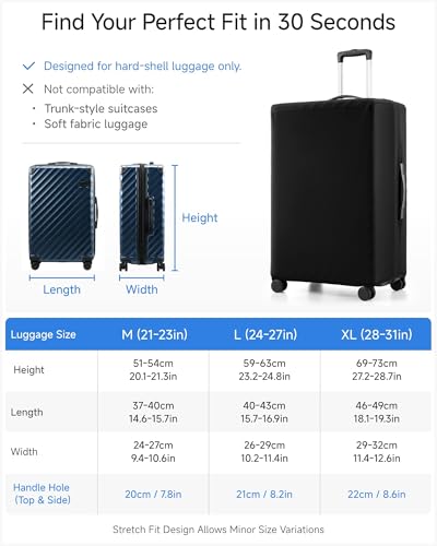 LUGGEX Luggage Cover, Suitcase Covers for Luggage with Hook & Loop Bottom Closure, Luggage Covers for Suitcase Tsa Approved (Fit 24-27in)