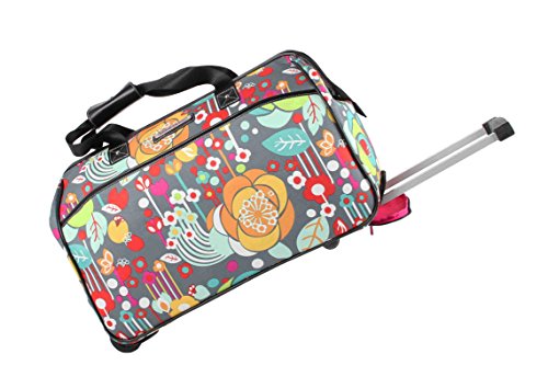Lily Bloom Pattern 22 Inch Duffel Bag with 2-Rolling Wheels, Weekender Overnight Travel Lightweight Carry-On Suitcase For Women