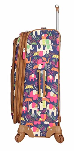 Lily Bloom Luggage 24" Expandable Design Pattern Suitcase With Spinner Wheels For Woman (24in, Elephant Rain)