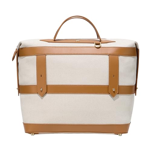 Paravel Weekender Bag | Made with Recycled Canvas Material & Vegan Leather | Premium Weekend Getaway Bag with Trolley Sleeve | Scout Tan