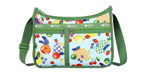 LeSportsac Fresh Fruit Deluxe Everyday Crossbody Bag + Cosmetic Bag, Style 7507/Color E840, Whimsical Sunkissed Artfully Arranged Fruit, Vibrant Juicy Oranges, Lemons & Limes, Sweet Cherries & Berries