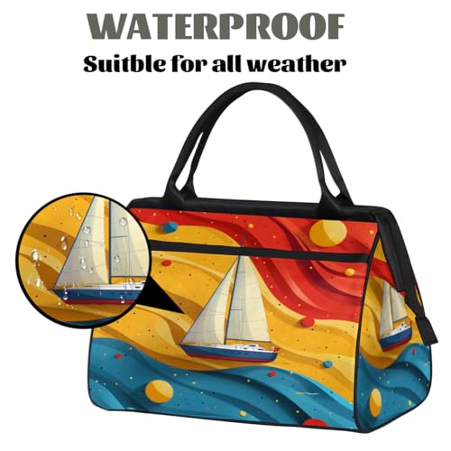 TropicalLife Nautica Sailboat Weekender Bags for Women Men, Travel Duffel Bag Waterproof Carry On Overnight Luggage Bag for Traveling, Airplanes, Yoga