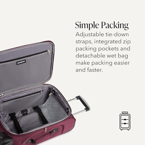 SWISSGEAR Sion Softside Expandable Spinner Luggage Durable Lightweight Travel Suitcase, Merlot, Carry-On