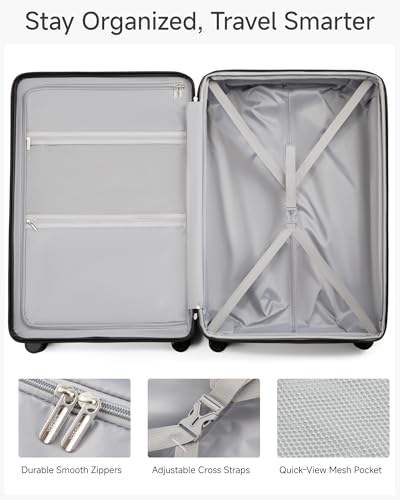LUGGEX 28 Inch Luggage with Spinner Wheels, KVC Expandable Hardside Large Checked Suitcase (EX-Core, Navy, 28 Inch, 105L-113L)