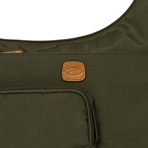 Bric's X-Bag 2.0 Hipster Envelope Crossbody, Water-Resistant Recycled Nylon Shoulder Bag with Leather Trim, Dual Compartments and Adjustable Strap for Everyday or Travel – One Size, Olive