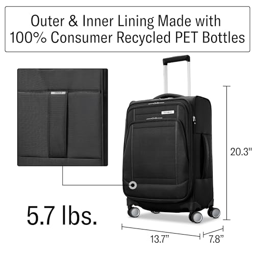 Samsonite UpLIFT Lightweight Softside Carry-On Luggage with Spinner Wheels - Expandable - Airline-Approved, Polyester Soft Suitcase for Ultra Light Travel - Black