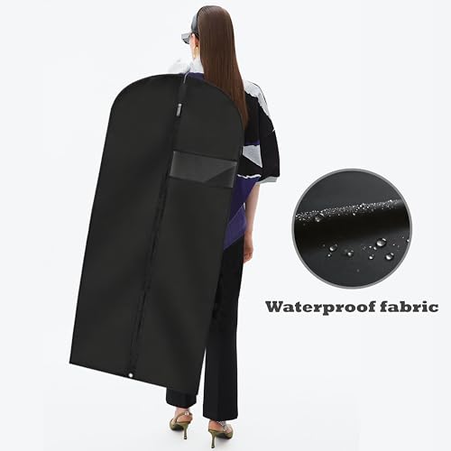 LXLOVESM Garment Bags for Hanging Clothes, 45'' Suit Bag Cover for Storage and Travel, Dress Bags for Gowns Long, 2 Pack (Black)