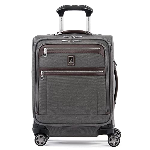 Travelpro Platinum Elite Softside Expandable Carry on Luggage, 8 Wheel Spinner Suitcase, USB Port, Men and Women, International, Vintage Grey, Carry On 19-Inch