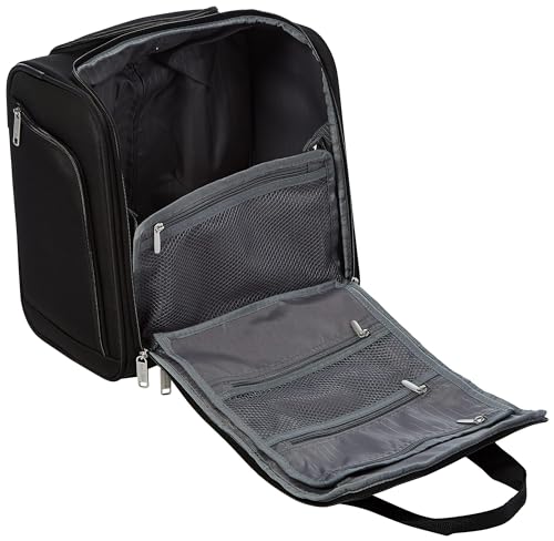 Amazon Basics Underseat Carry-On Luggage with Wheels and Handle, 14" Rolling Travel Bag, Fits Under the Seat, Black