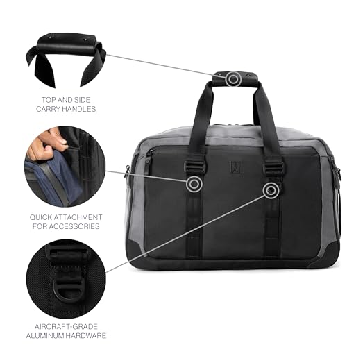 Travelpro Altitude Double Expansion Travel Duffel Bag, 40-48L, Weekender, Overnight, Water Resistant, Men and Women, Falcon Grey