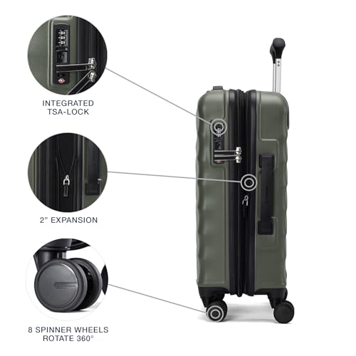 Travelpro Maxlite Air V2 Hardside Expandable Checked Luggage, 8 Spinner Wheels, Lightweight Hard Shell Suitcase, TSA lock, Slate Green, Checked Medium 25-Inch