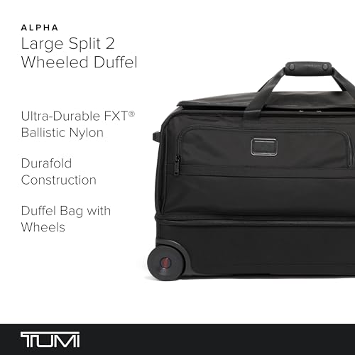 TUMI - Alpha Large Split 2-Wheeled Duffel - Men's Rolling Travel Bag with Split Compartments - Black