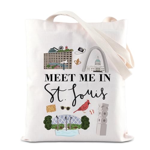 KUIYAI Saint Louis Tote Bag Saint Louis Trip Lover Canvas Bag City Vacation Gift Getaway Gift Meet Me In St Louis For Traveler (StLouis ToteS)