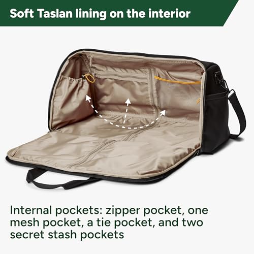 Halfday Convertible 2-in-1 Premium Garment Duffel Weekender Bag 45L: Wrinkle-Free Travel (Hanging Suit Compartment, Shoe Pockets, Trolley Sleeve), Balistic Nylon Carry-on, Jet