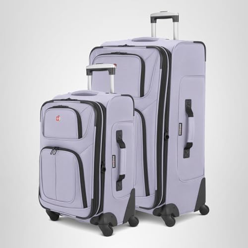 SWISSGEAR Sion Softside Expandable Spinner Luggage Durable Lightweight Travel Suitcase, Evening Haze, 2-Piece Set (Carry-On/Large)