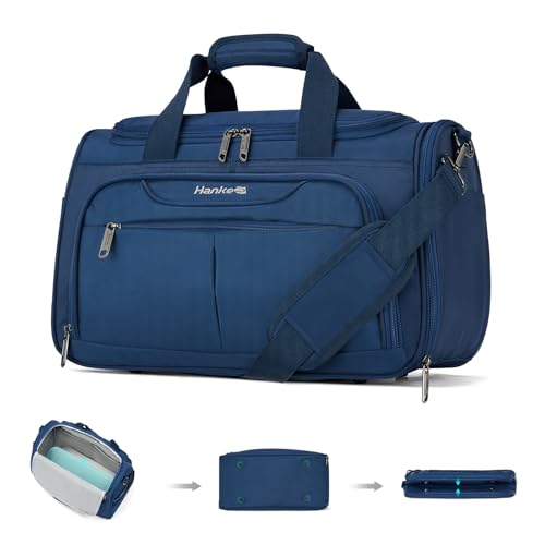 Hanke Underseat Carry On luggage Bags for Travel, Foldable Travel Bags for Women, Soft Lightweight Personal Item Travel Bag Small Carry On Bags for Airplanes, Travel Tote Bags for Women Men.（Blue）