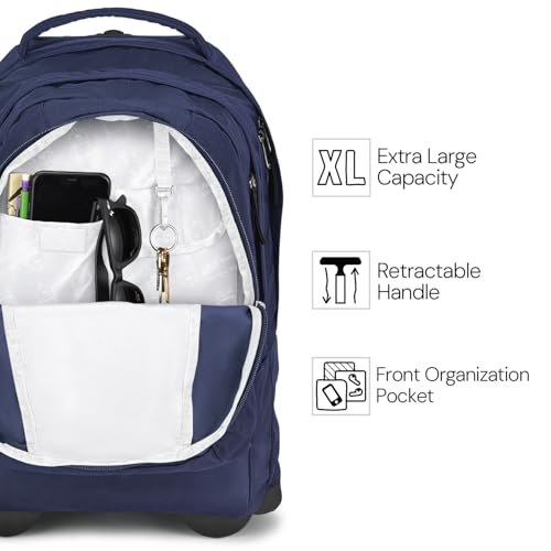 JanSport Driver 8 Rolling Backpack - Wheeled Travel Bag with 15-Inch Laptop Sleeve, One Size, Black
