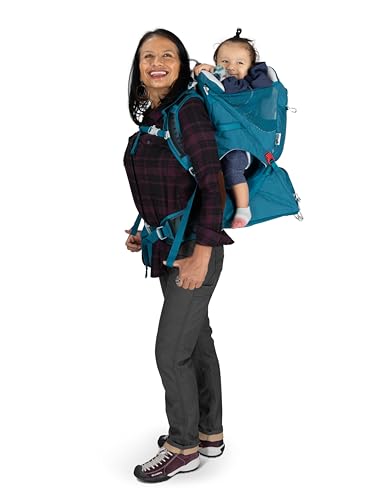 Osprey Poco SLT Lightweight Child Carrier Backpack – Slimmed-Down Hiking Carrier for Toddlers with Safety Harness, Sunshade, and Ventilated Backpanel – Lightweight Travel-Friendly Option, Deep Peyto