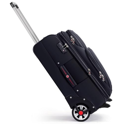 ROPLUS Laduga Softside Expandable Luggage with Large Steel Wheels Checked-Luggage Suicase (Black, 25-Inch)