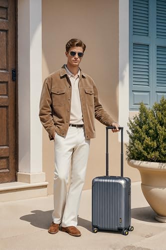 LEVEL8 Carry on Luggage Airline Approved, Hardshell Suitcases with Spinner Wheels, PC Expandable Luggage, 20 Inch, Gray