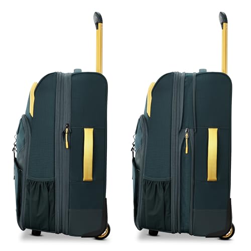 High Sierra Hi-Life 22-Inch Carry-On Wheeled Duffle - Features Smooth Rolling Wheels, WetPak Pockets, Stack-It Strap, Adjustable Handle, Fleece Pocket, Padded Laptop Sleeve, Expandable - Green/Yellow