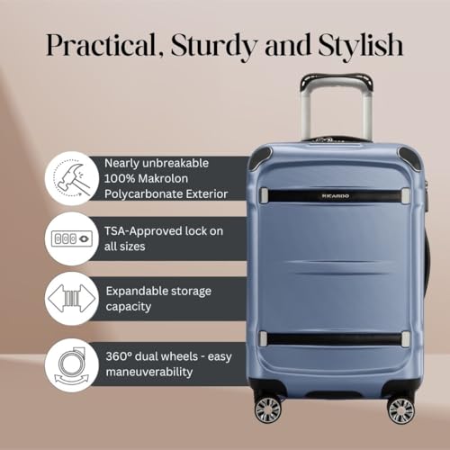 Ricardo Beverly Hills Rodeo Drive 2.0 Hardside 4 Wheel Spinner, TSA Lock, Lightweight Suitcase, Unisex, Stylish (Arctic Blue, 21-Inch Carry-On)