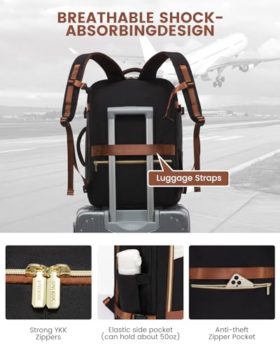 LOVEVOOK Travel Backpack for Women, 40L Carry On Backpack Flight Approved, Large Personal Item Bag Fits 17 inch Laptop, TSA Approved Luggage with 3 Packing Cubes,Waterproof Weekender Gym Daypack