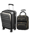 LUGGEX Carry On Luggage 22x14x9 Set Airline Approved, UDK+FLO5 Lightweight Under seat and Carry On Combo (UX-FX-Core, Set)