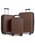 LIGHT FLIGHT Luggage Sets, Durable Hard Shell 3 Piece Set Suitcase with Spinner Wheels, Hardside Lightweight Luggage set with TSA Lock, Large Travel Luggage Set (20" 24" 28"),Coffee Brown