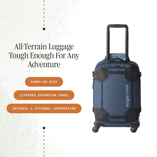 Eagle Creek Gear Warrior XE 4-Wheel Carry-On Luggage for Travel Essentials - Smooth Rolling Wheels - Lockable Zippers - Interior Laptop Sleeve - Black - 21.74
