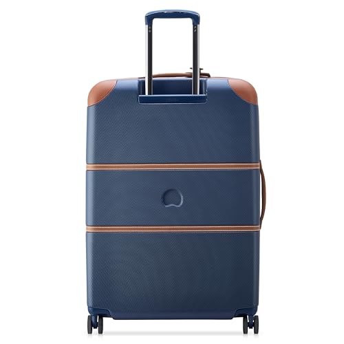 DELSEY PARIS Chatelet Air 2.0 Checked Suitcase 28 Inch Large, Hardside Polycarbonate Luggage, Dual-Density Spinner Wheels, TSA Lock, Navy Blue